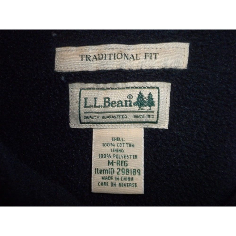 LL Bean Shirt Jacket Shacket Mens M Blue Plaid Flannel Fleece Lined Traditional - Picture 5 of 8